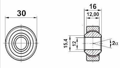 Fluro Motorsport Gelenklager 12x30x16/12 MS 
GXOW 12.30, Lager vorgespannt