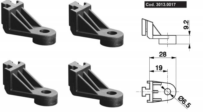 4 Stück Spal Axial Lüfter Befestigungswinkel 
L= 19mm Stärke=9mm Gesamtlänge 28mm