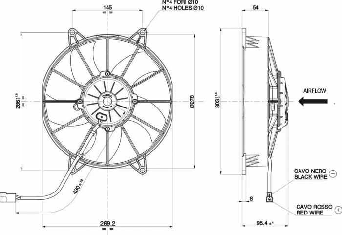 Spal Kühlerventilator VA15-AP70/LL-51S 12V 
D286-D255 T=94 / 1660m³ blasend