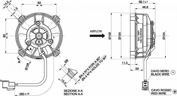 Spal Kühlerventilator VA32-A101-62A 12V 
D109-D96 T=48 / 250m³ saugend