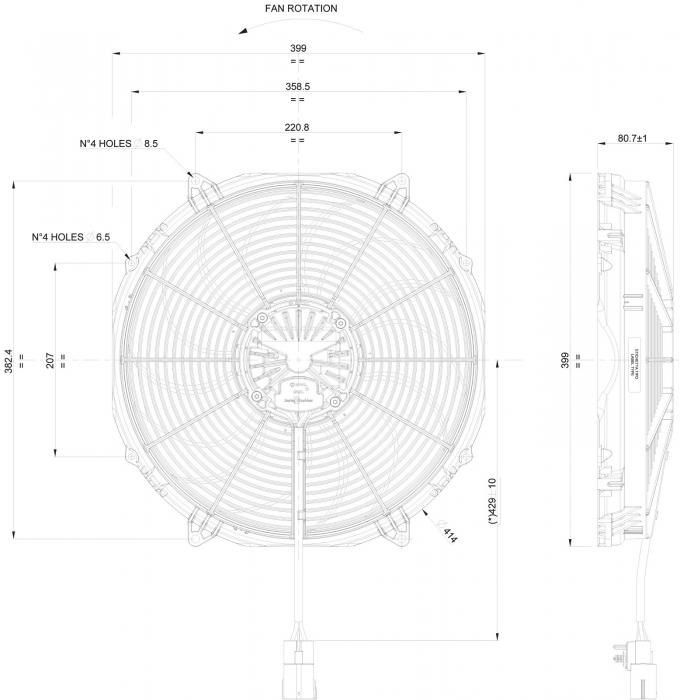 Spal Kühlerventilator VA91-ABL326P/R/A/N-65A 
D399-D385 T=81 / 3150m³ saugend Brushless