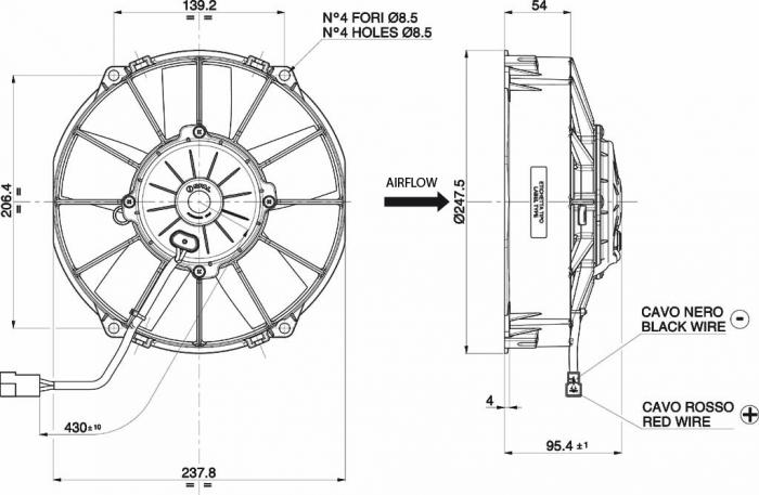 Spal Kühlerventilator VA02-BP70/LL-40S 
D247,5-D225 T=95 / 1390m³ blasend