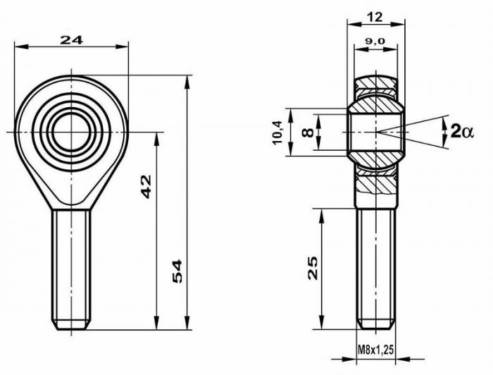 Fluro Motorsport Gelenkkopf GAXSW 8 MS AR 
hochfest 42CrMo4, Lager vorgespannt