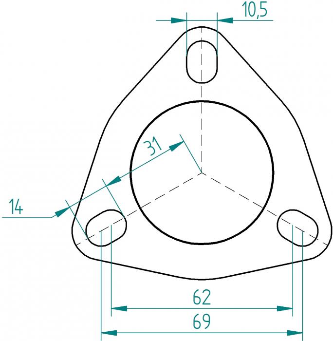 Powersprint Dreiecks Flanschdichtung 
für  Ø 45 - 55 mm