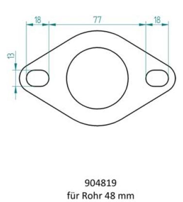 Powersprint 2-Loch-Flansch 
48 mm Ø Rohrausschnitt