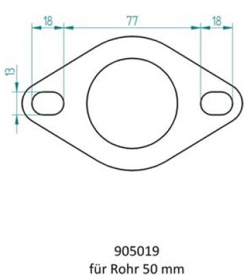 Powersprint 2-Loch-Flansch 
50mm Ø Rohrausschnitt
