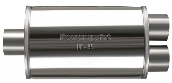 Powersprint Schalldämpfer HF-35 Y- Führung 
oval zweiflutig Ø 50mm 520 mm Länge