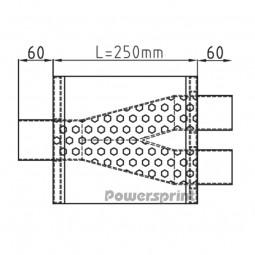 Powersprint Short Box, Y-Führung Ø 50mm 
oval Ø 63,5mm auf 50mm 370 mm Länge