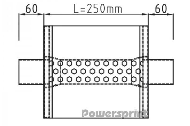 Powersprint Schalldämpfer Short Box 
oval Ø 55mm 370 mm Länge