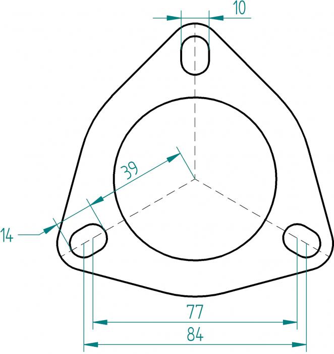 Dreiecks Flansch Rohrverbinder 60 mm Ø 
100mm länge