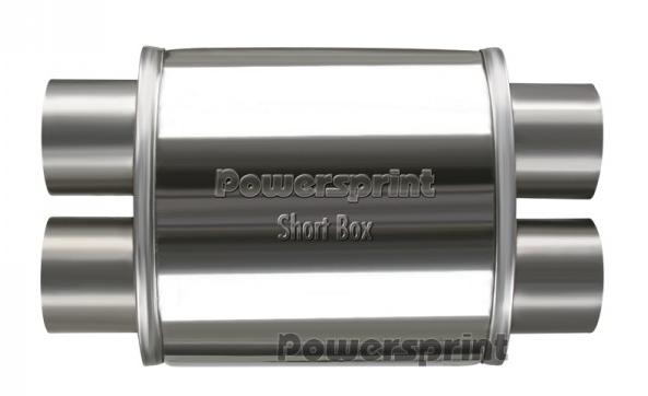 Powersprint Schalldämpfer Short Box 
oval zweiflutig Ø 65mm 370 mm Länge