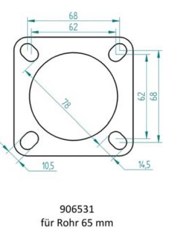 Powersprint Quadrat-Flansch 
65 mm Ø Rohrausschnitt