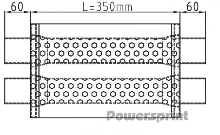 Powersprint Schalldämpfer HF-35 
oval doppelflutig Ø 70mm 470 mm Länge