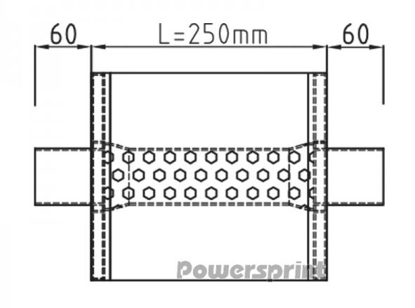 Powersprint Schalldämpfer Short Box 
oval Ø 89mm 370 mm Länge