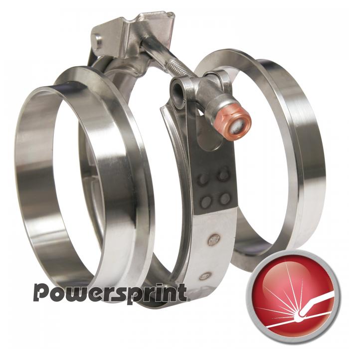 Powersprint Auspuff Schnellverschluss 
QR-Doppel-T Bandschellenset (V-Band) Ø 57mm / 2,25