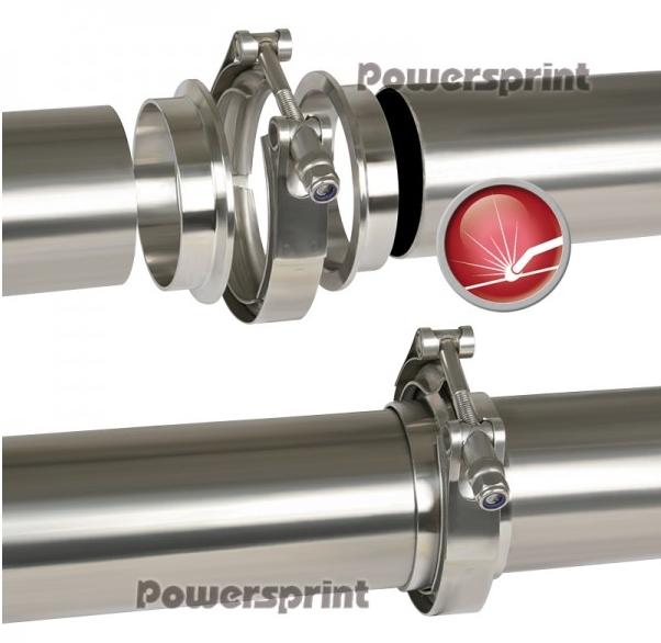 Powersprint Edelstahl Auspuff Schnellverschluss V-Band 
T-Bandschelle für 60mm