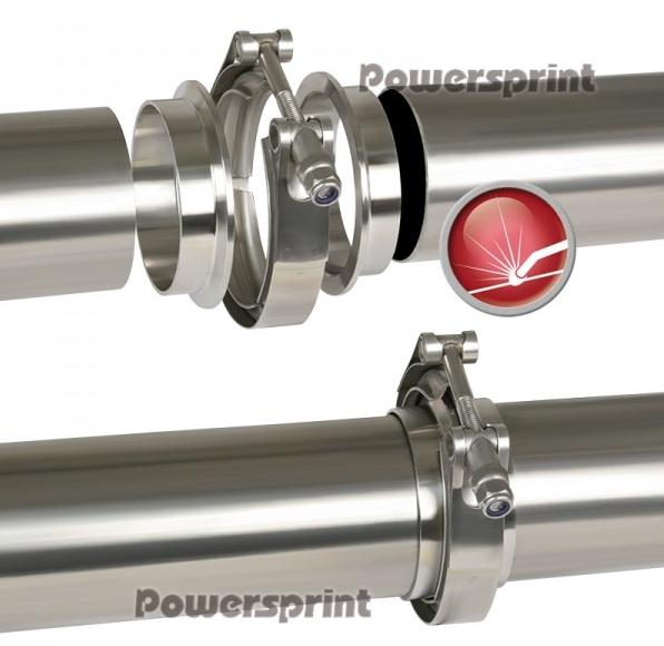 Powersprint Edelstahl Auspuff Schnellverschluss V-Band 
T-Bandschelle für 127mm (5,00)