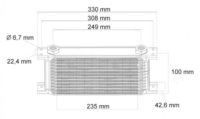 Beltenick Ölkühler M22 x1,5 330mm lang 13 Reihen (99mm)
mit Adaptern