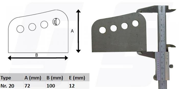 Schweisslasche Nr.20
 100x72x4mm (12mm Loch)  - Domex700
