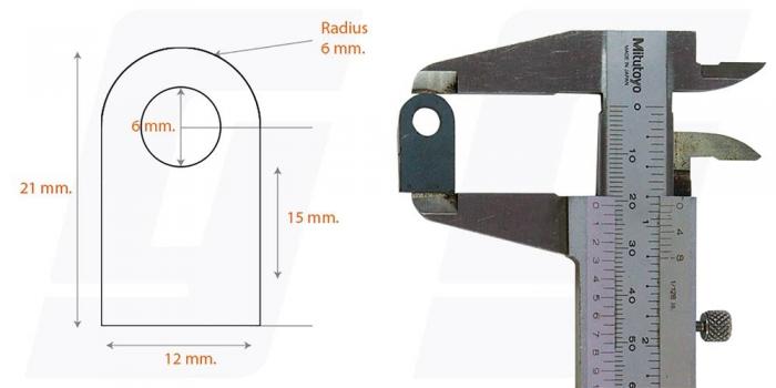 Schweisslasche Nr.21
 12x21x2mm (6mm Loch)  - Domex700