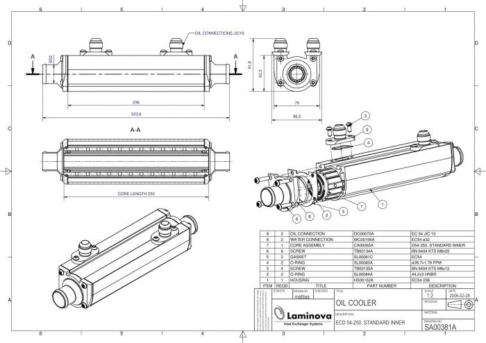 Laminova Ölkühler 325mm Ölanschluss: AN10 (7/8-14)
Wasseranschluss: Durchmesser 32mm SA00381
