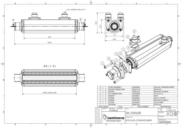 Laminova Ölkühler 325mm Ölanschluss: AN12 (1-1/16-12)
Wasseranschluss: Durchmesser 35mm SA00364