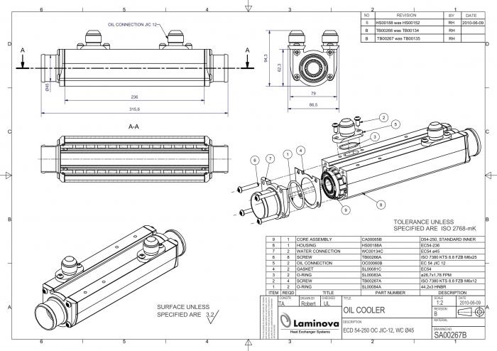Laminova Ölkühler 325mm Ölanschluss: AN12 (1-1/16-12)
Wasseranschluss: Durchmesser 45mm SA00267