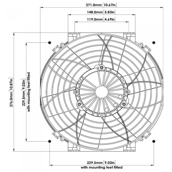 12V Kühlerventilator 276mm (10") Davies Craig Brushless 
bürstenlos, 1730m³/h blasend und saugend dual