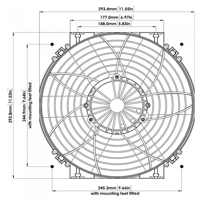 12V Kühlerventilator 295mm (12") Davies Craig Brushless 
bürstenlos, 2200m³/h blasend und saugend dual