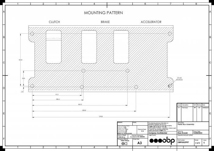 OBP Pedal Box Pro Race hängend Bulkhead Fit 
mit Wagebalken