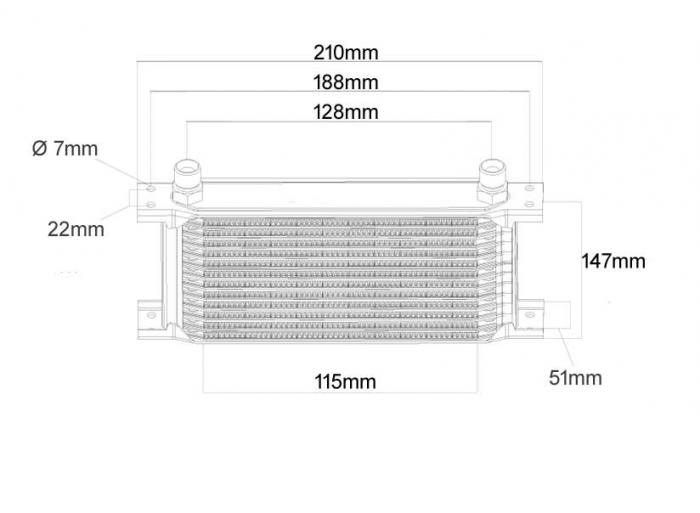 Ölkühler Mocal 19 Reihen 210mm lang 
Anschluss D10 (7/8-14 UNF)