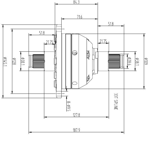 Blackline Schneckenradsperre VAG 020 
 Torsen System 109mm Tellerrad