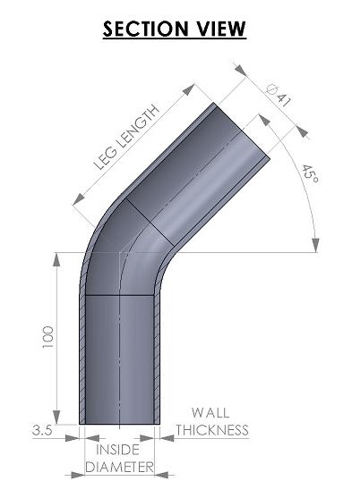 Silicone Hoses 45° 41mm 
Silikonbogen 