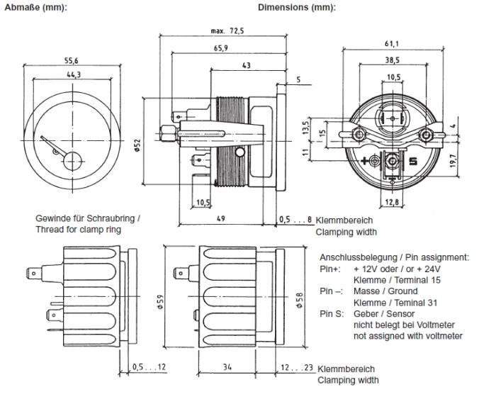 VDO Öldruckanzeige elektr. bis 10 bar 
 Baureihe Cockpit Vision