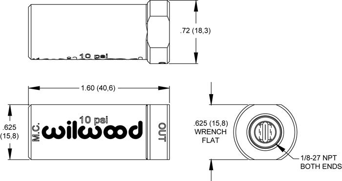 Wilwood Brems- Vordruckventil 
für Trommelbremse (0,7 bar)
