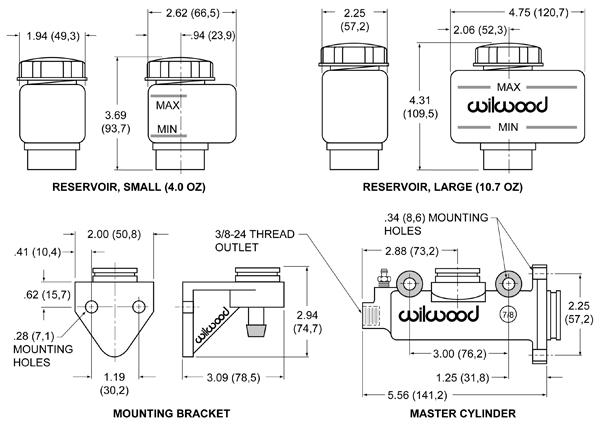 Wilwood Brems- und Kupplungszylinder 
Combination Remote Master Cylinder