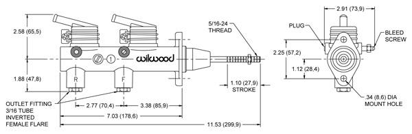 Hauptbremszylinder Wilwood 25,4mm 
Tandemzylinder