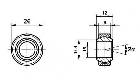 Fluro Motorsport Gelenklager 15x26x9/12 - MS 
DIN 648 - E Reihe GE...DO, Lager vorgespannt