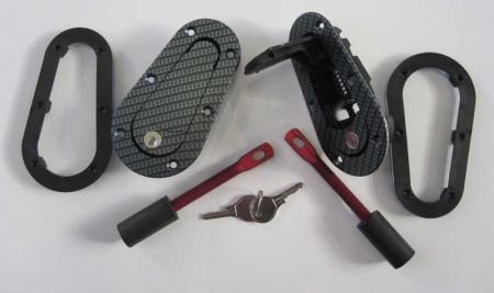 Haubenhalter Aerocatch Aufbau 
carbonlook abschließbar