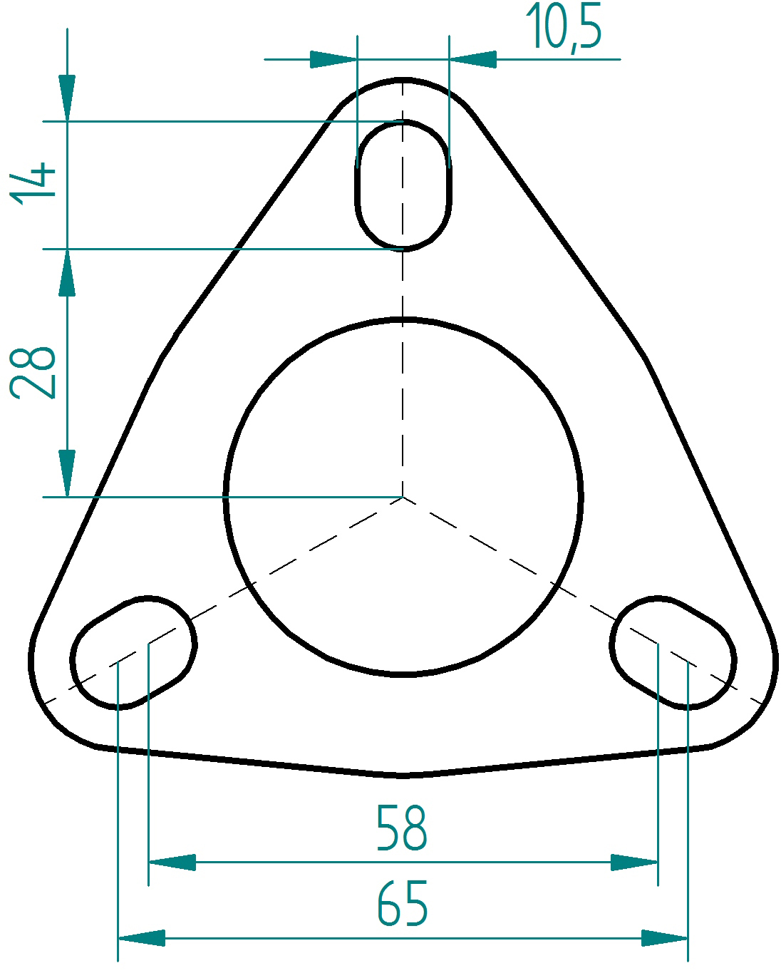 Powersprint Dreiecks-Flansch 40 mm Durchm Rohrausschnitt 