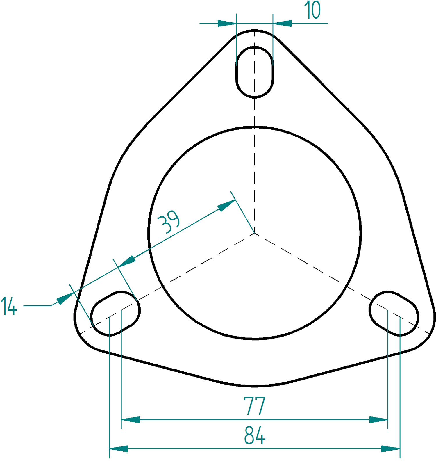 Rohrausschnitt Powersprint Dreiecks-Flansch 60 mm Durchm 
